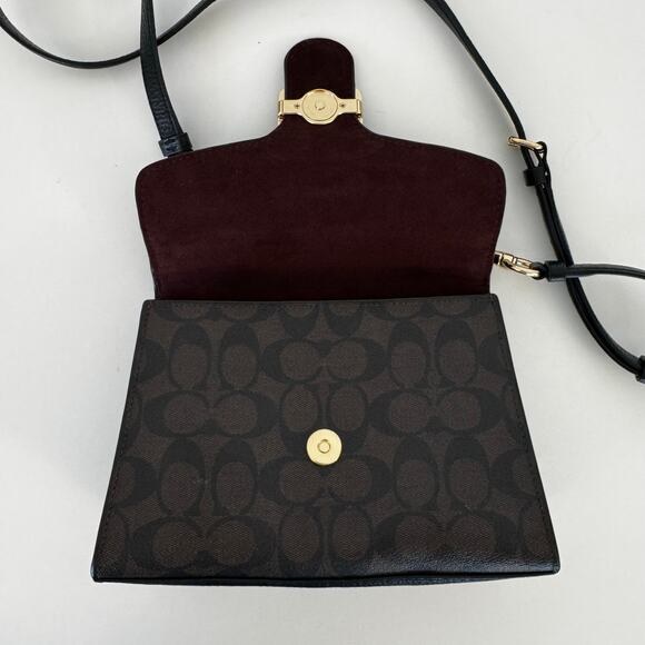 Coach Pepper Satchel In Signature Canvas Leather Crossbody Handbag Satchel C7226 - Picture 9 of 14